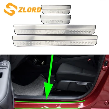 

Stainless Steel Car Door Sill Scuff Plate Protector Trim Fit for Honda Vezel HRV HR-V 2014 2015 2016 2017 2018 2019 Accessories