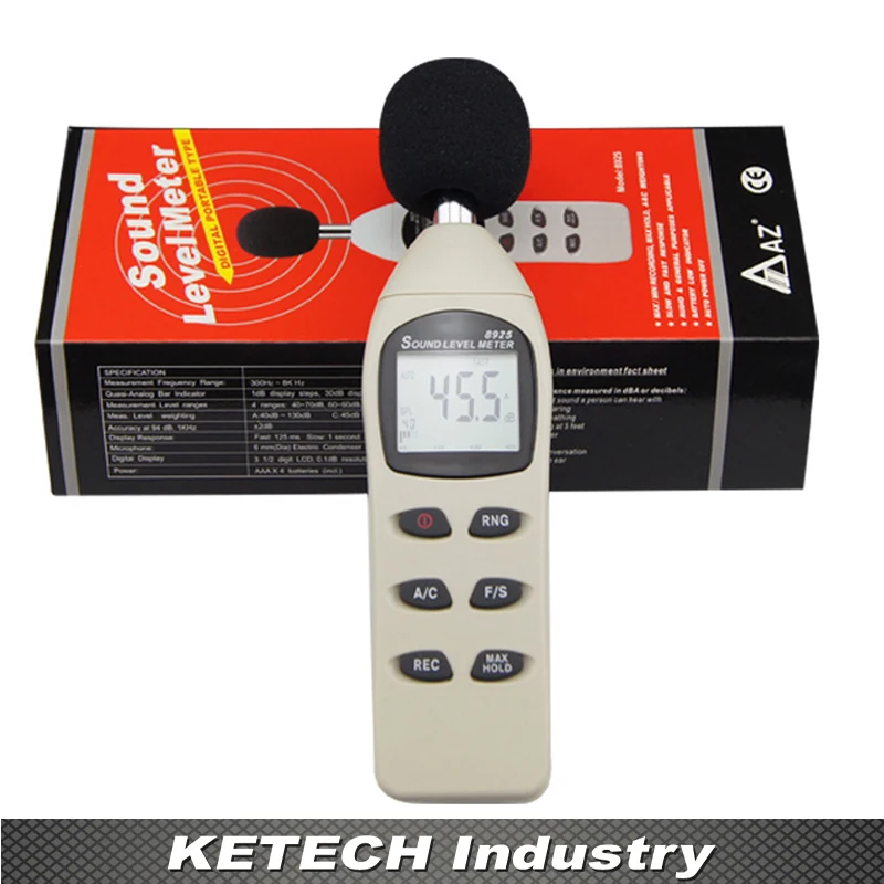 AZ-8925 цифровой измеритель уровня звука прочный decibelmeter 40dB~ 130dB/45dB~ 130dB