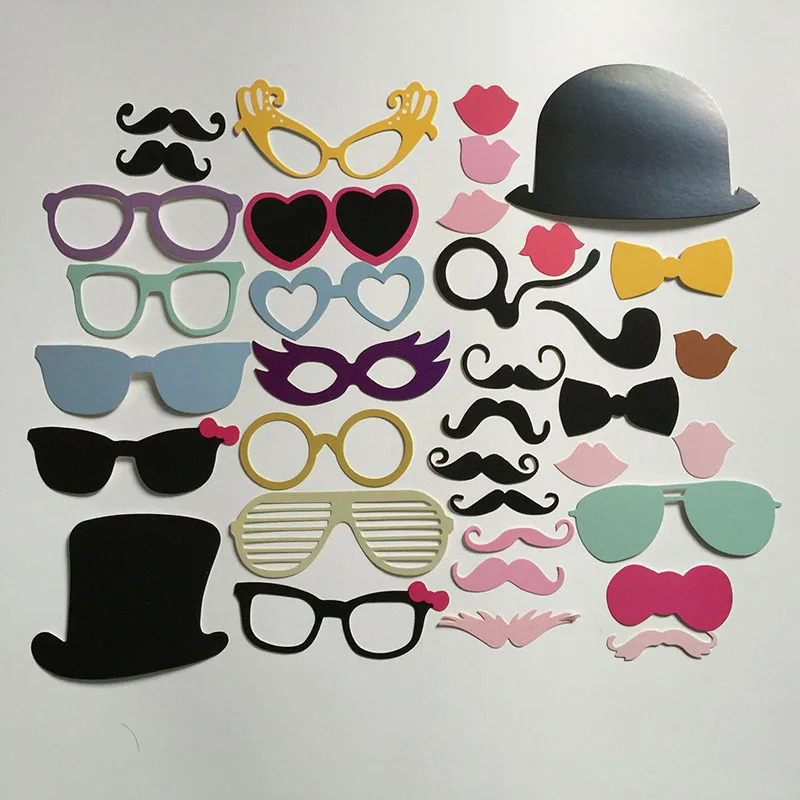 36pcs Photo Booth Props Funny Fun DIY Mask Glasses Mustache Lip On A Stick Photobooth Props Birthday Wedding Party Supplies (2)