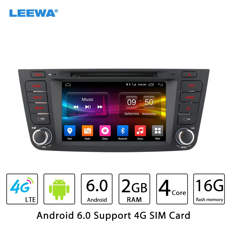 LEEWA HD 7 Android 6.0 (64bit) DDR3 2G/16G/4G LTE Quad Core Car DVD GPS Radio Head Unit For Geely Emgrand GX7/EX7/X7 #CA1680-F4