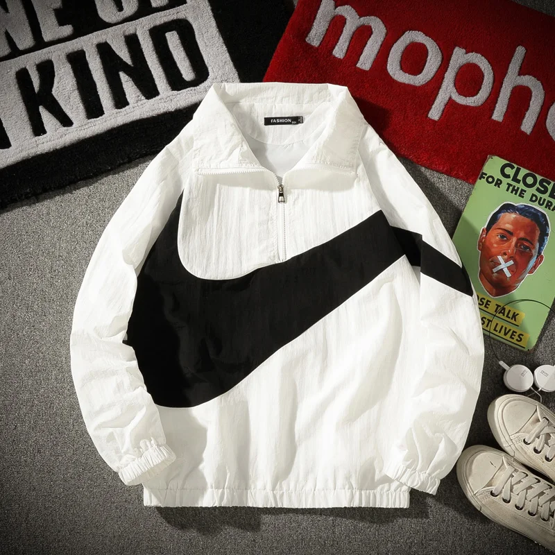 RUELK Mens Jackets Hip-Hop Outwear Autumn Fashion Hit Color Casual Streetwear Male Thin Jacket Coat Spring Streetwear Vinta