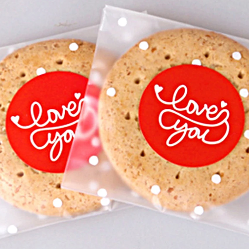 60 шт./лот, красная круглая наклейка с надписью Love You, круглая крафт-бумага для упаковки тортов, клейкая наклейка для подарка на свадьбу