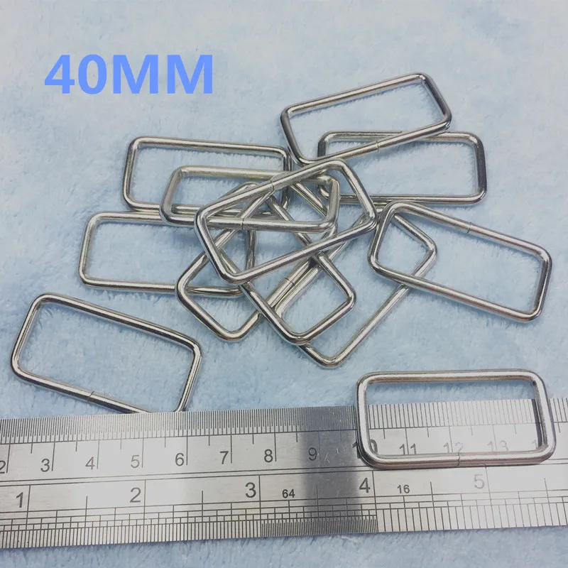 40mm 1.6''INCH Rectangle Metal Dee Ring D Webbing Belt Ribbon Buckle Strap Adjuster (Silver)