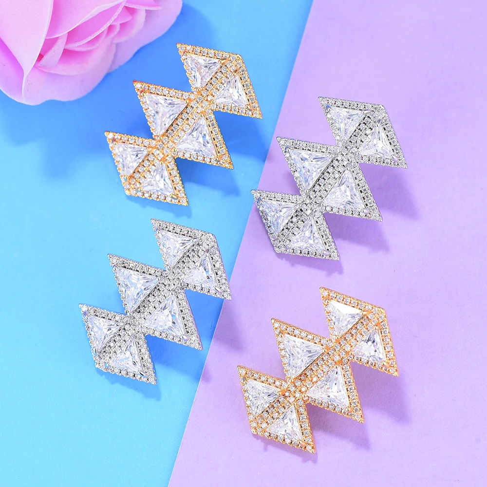 GODKI Trendy Luxury Triangle Geometric Stud Earrings For Women Wedding