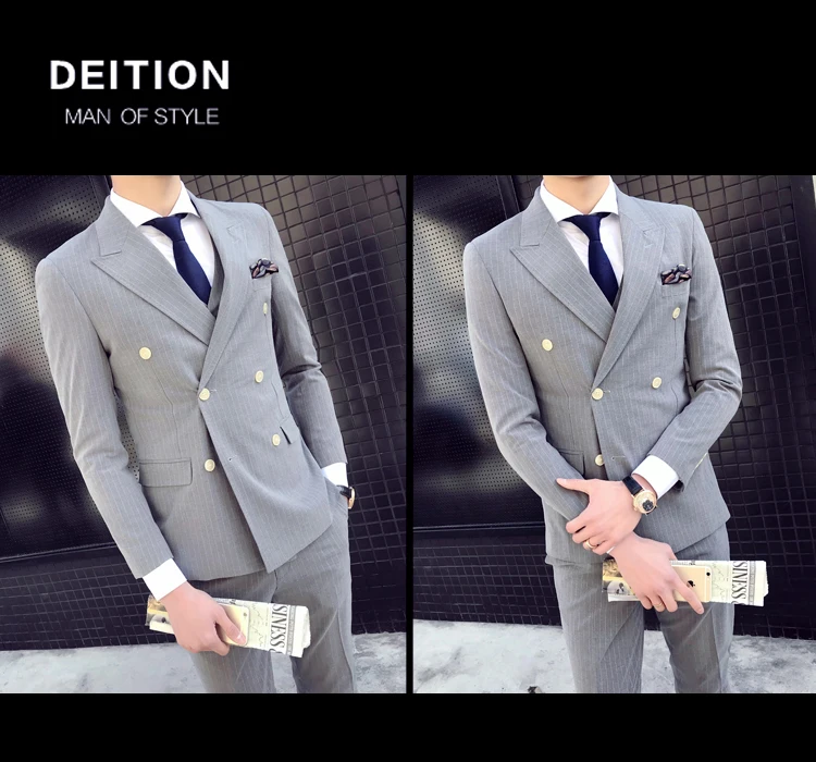 Мужской строгий костюм винтажный Блейзер куртка + жилет + брюки комплект из 3 предметов мужской джентльмен свадебное торжество деловая