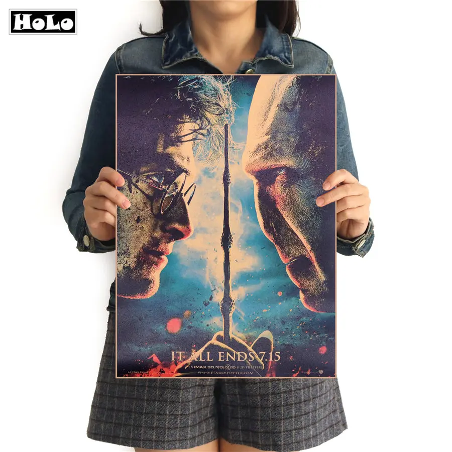 

Harry Potter Part 2 The Deathly Hallows Movie Poster Series Retro Kraft Paper Painting Wall Sticker Cafe Decor FTD 42.5x30.5cm