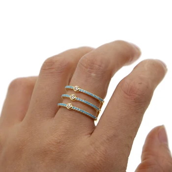 

Wholesale New High-end Engagement Rings band Gold Color AAA Zircon turquoises Trendy Rings For Women Free Shipping