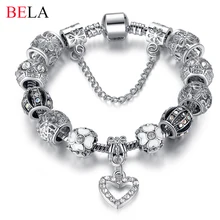 Fashion 925 Silver Heart Charm bracelet for Women DIY Beads Jewelry Fit Original pandora Bracelets Pulseira Gfit PS3145