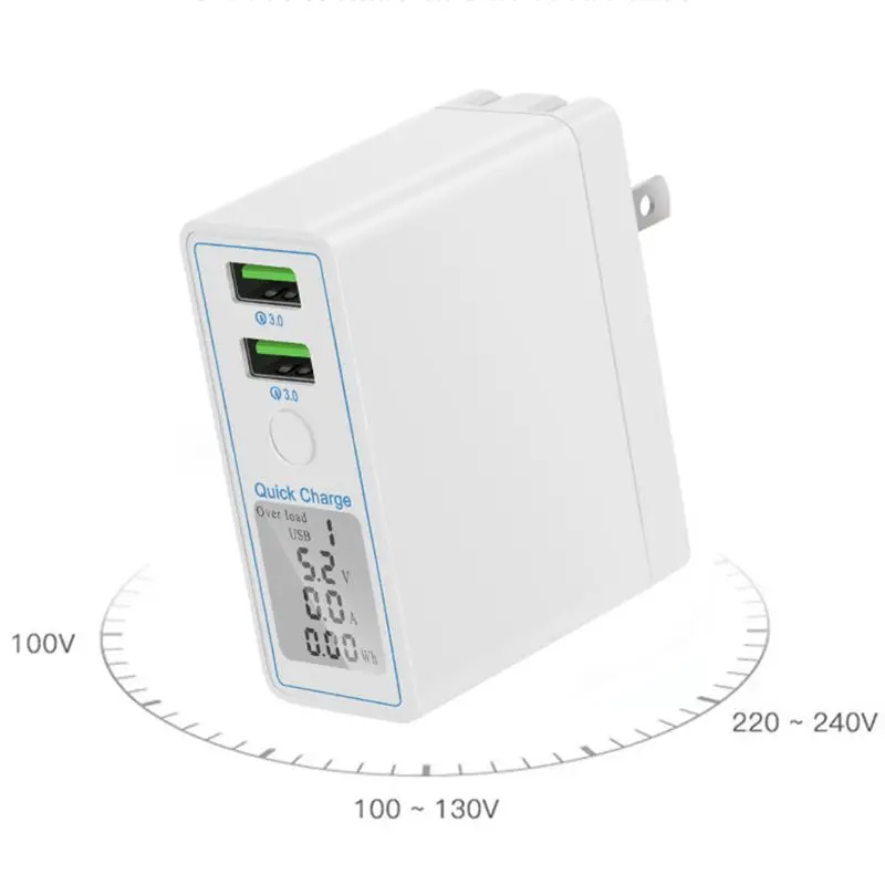 Светодиодный дисплей двойной USB быстрое зарядное устройство дорожный адаптер для зарядного устройства для iPhone samsung Xiaomi смартфонов US Plug