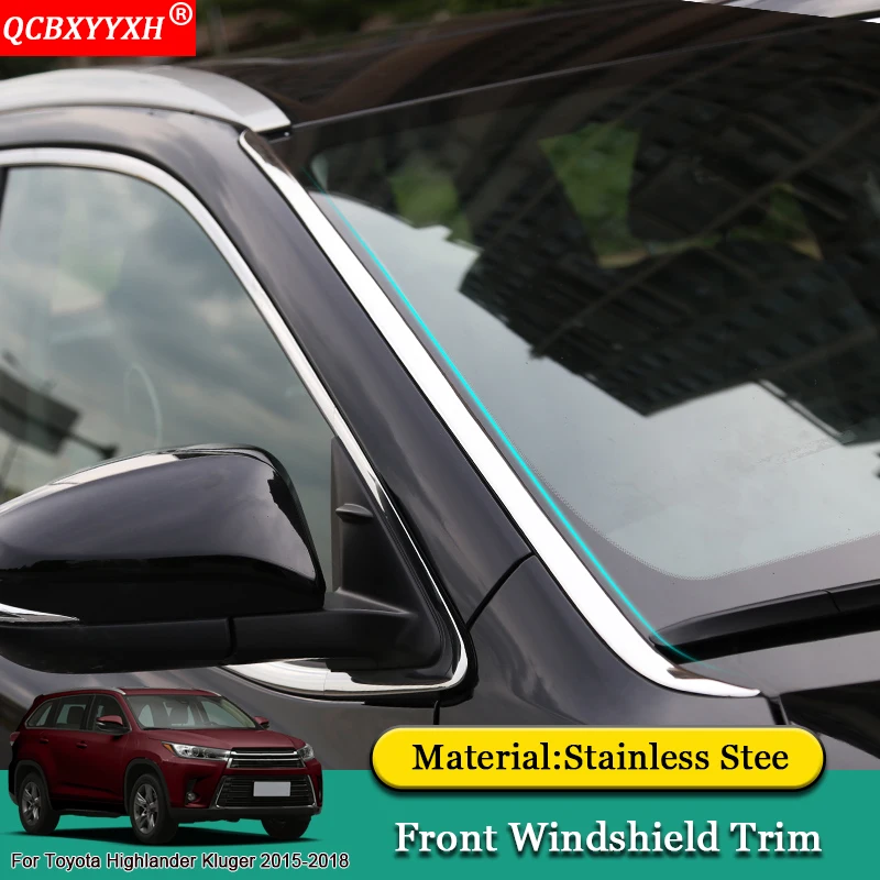 

QCBXYYXH Car Styling Front Windshield Trim Cover Sequins External Decoration Accessories For Toyota Highlander Kluger 2015-2018