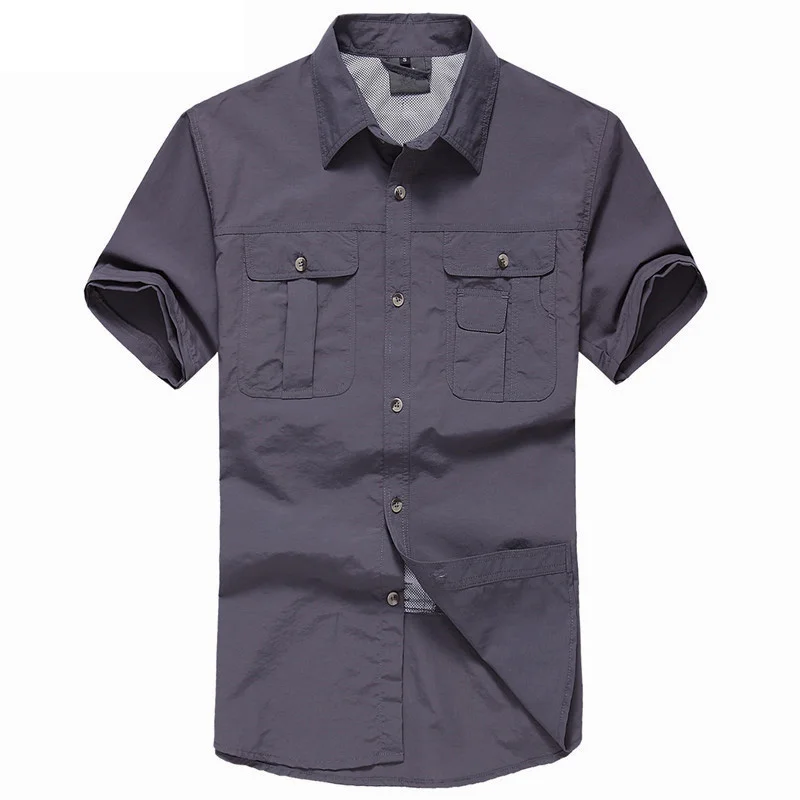 Men Summer Quick Dry Hiking Shirt Removable Army Fishing&Hunting Breathable Rock Climbing Male Outdoor Shirts mens t shirts fishing shirts