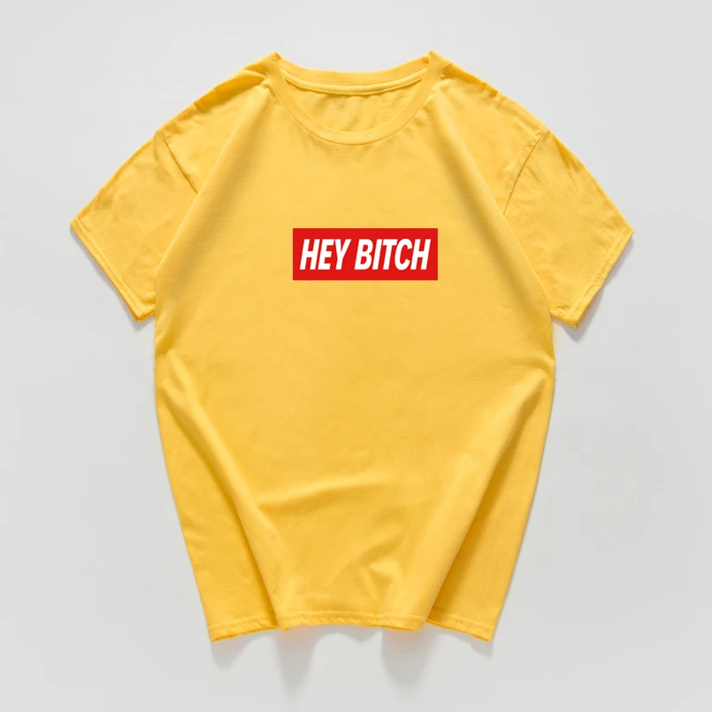 Hey Bitch camisetas verano mujer Футболка женская больше размера хлопковая Винтажная Футболка женская уличная одежда с буквенным принтом женская одежда - Цвет: F245MT yellow