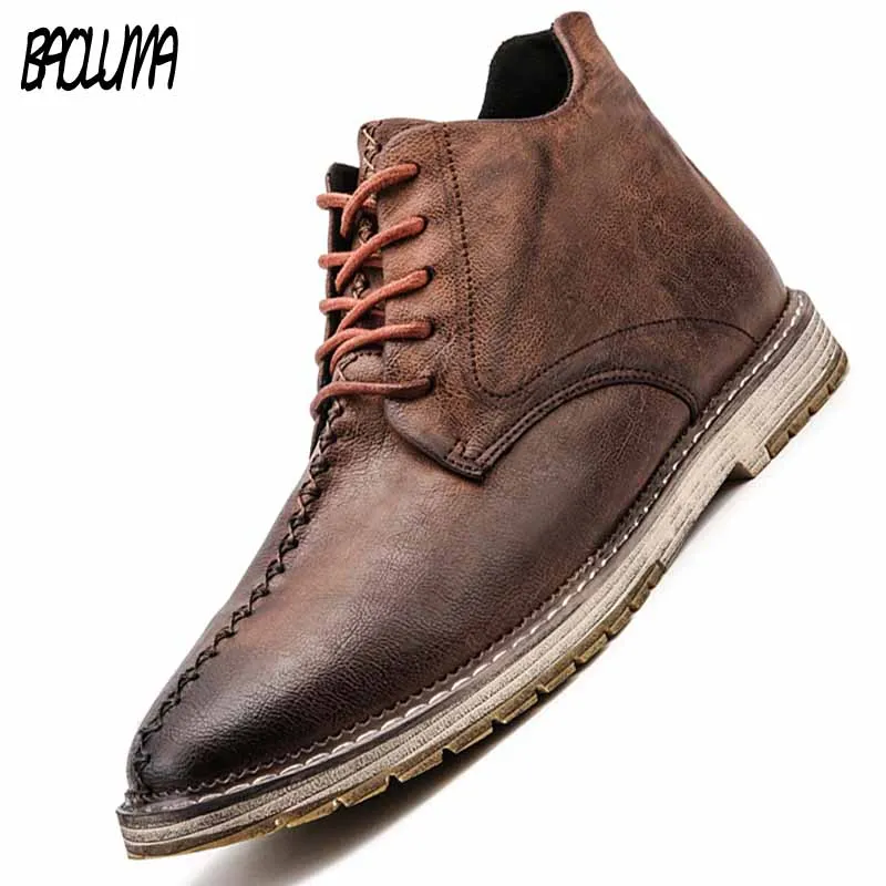 

Male Man Boots Split Leather Boots Men Casual Ankle Boots Men Shoes Outdoor Boots with Men Dress Driving Working Shoes Boots