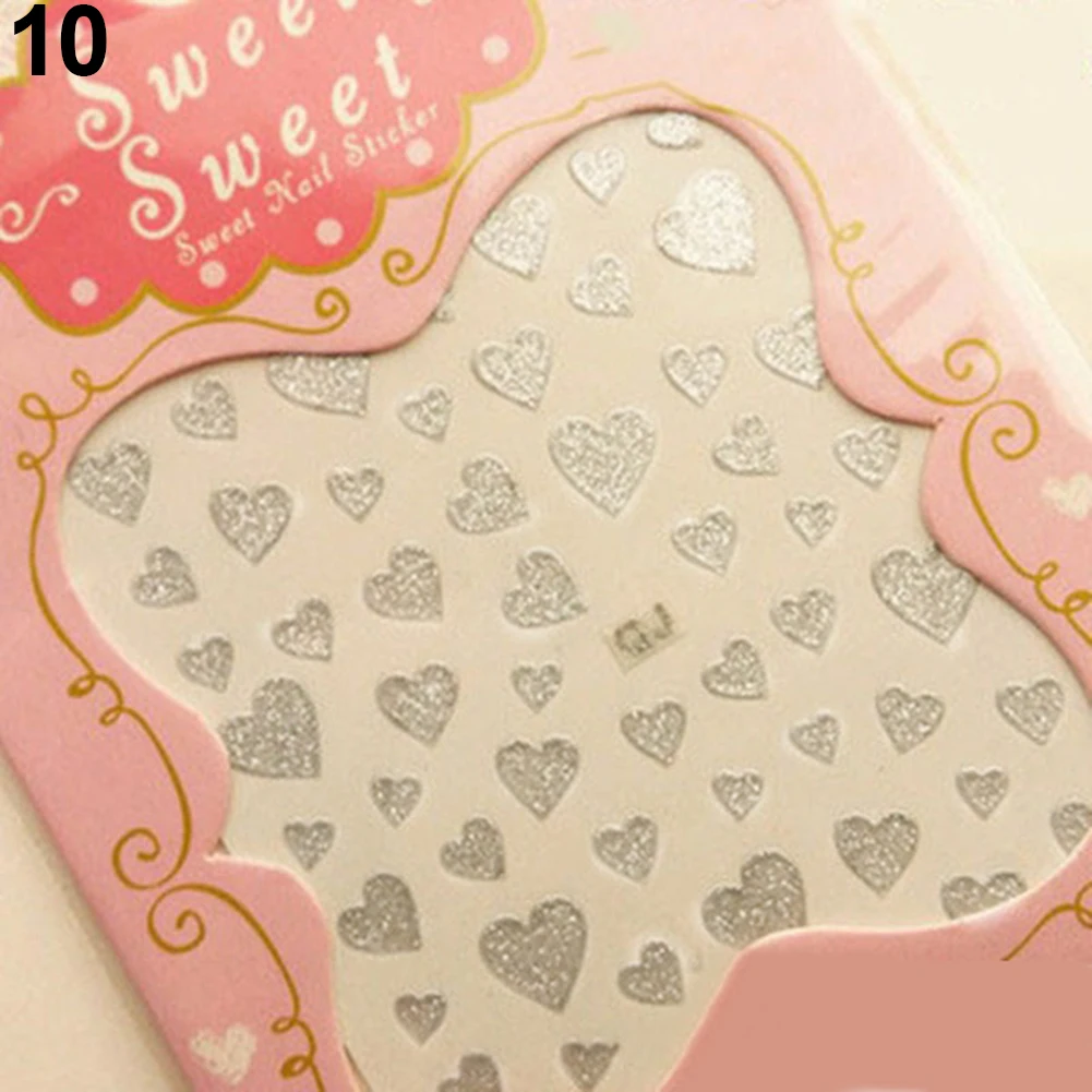 1 Sheet Love Heart Design Nail Art Stickers Water Transfer Decal Slider Watermark Nail Wraps Decal Manicure Nail Tips Decoration