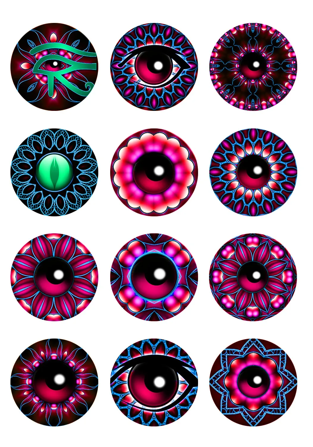 20pcs Glass Cabochons For Jewelry Making Eye Pattern Handmade Round