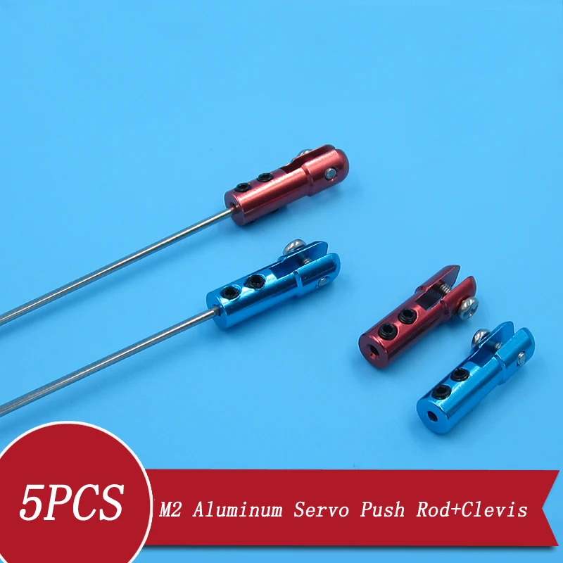 

5PCS M2 Servo Push Rod+2mm Aluminum Clevis&Coupler Positioning Steering Chuck Servo Linkage L100-300mm for RC Boat Parts