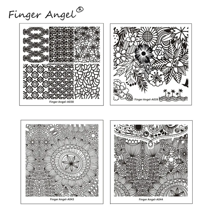 Placa da Arte do Unha Kits de Ferramentas Dedo Angel Quadrado Geléia Stamper Scraper Unha Art Stamping Placa Imagem Stencils Lm002 10 Pcs 7 Cheap Modelos de unha artística