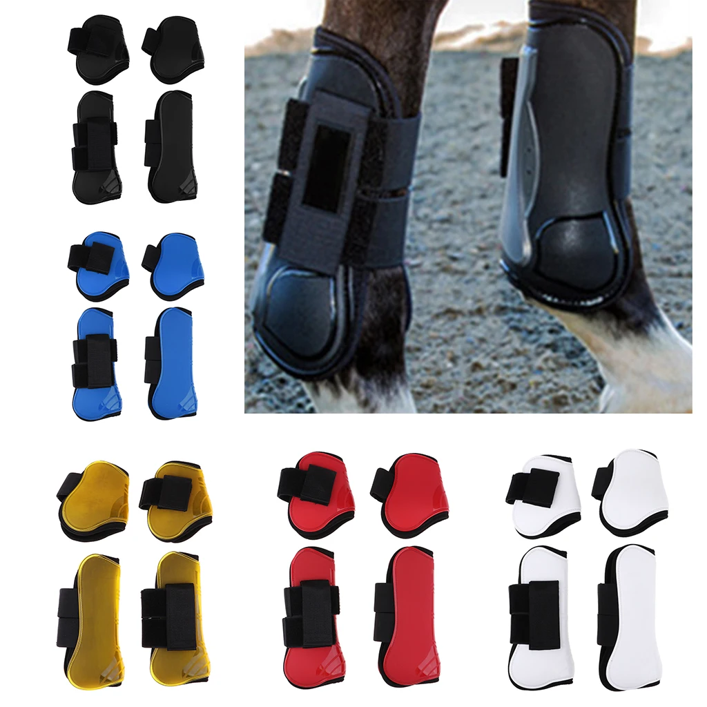 2 Pairs Horse Leg Boots Front Hind Leg Tendon Protect Equestrian Red