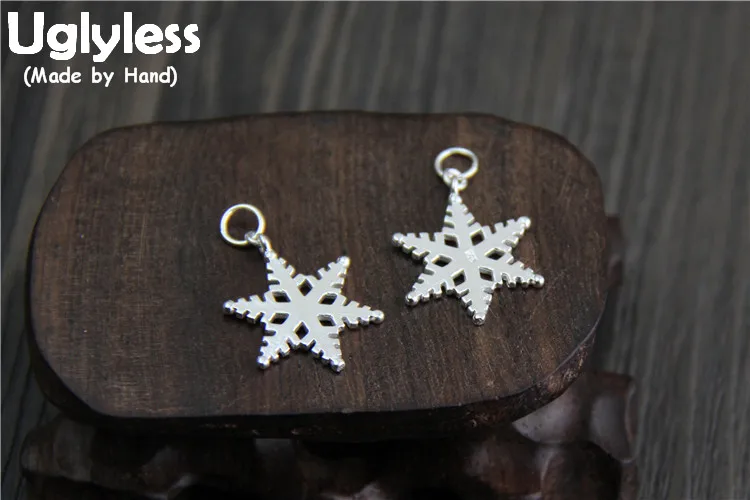 

Uglyless Real 925 Sterling Silver Snowflake Charms Accessories Jewelry DIY Handmade Hollow Findings Jewellry Xmas Pendant Bijoux