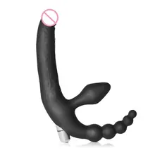 Lesbians Double Dildo Silicone Anal Dildo Vibrator Vibrating Butt Plug for Women Strapless Strap on Dildo Lesbian Sex Toys