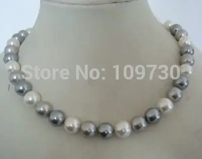 

Jewelr 003796 stunning 9-10mm tahitian black white grey multicolor pearl necklace