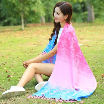 

Hijab Promotion New Winter Women 2018 Spring And Autumn Cotton Tassel Jacquard Sunscreen Color Sun Flower Shawl Bandana Sftd13