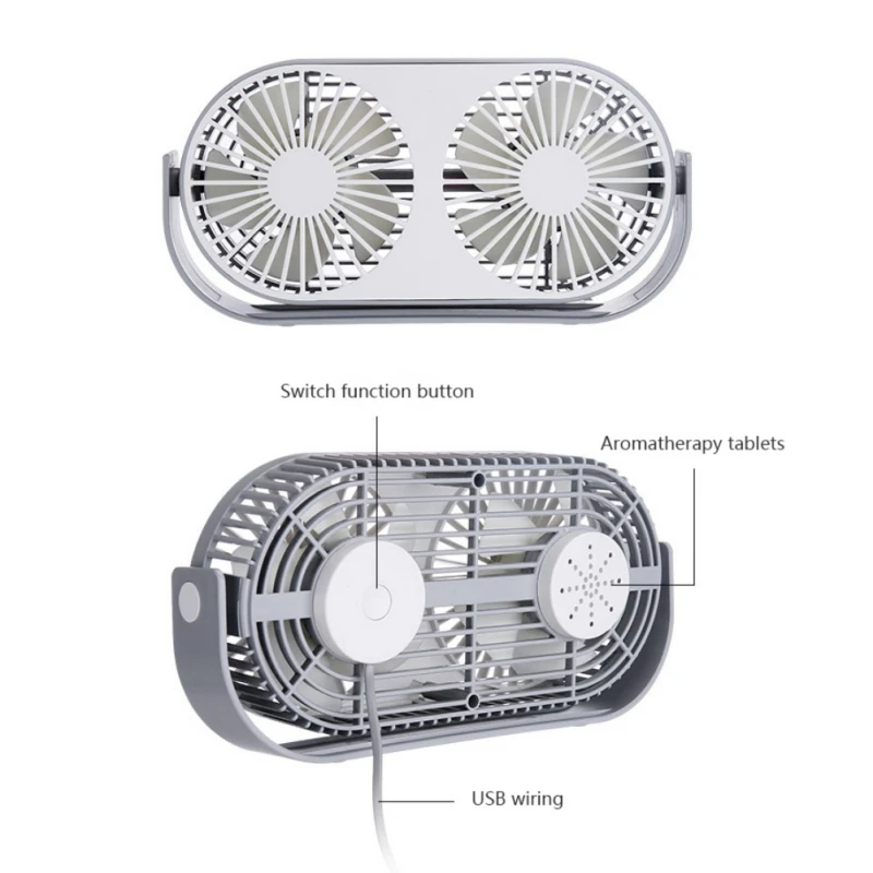 360 градусов летний вращающийся двойной usb-вентилятор с 3 регулируемыми скоростями для офиса дома на открытом воздухе