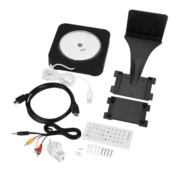 New Wall Mounted Bluetooth DVD CD Player Speaker with Remote Control (Black US)