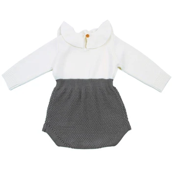 

Newborn Baby Girl Kids Wool Knitted Romper Toddler Girls Winter Warm Clothing Ruffles Crochet Rompers Long Sleeve Jumpsuit Tops