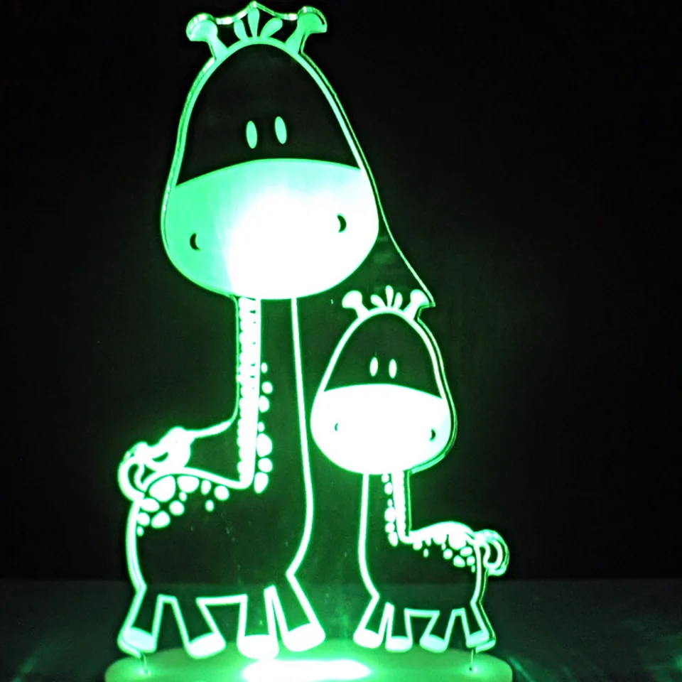 

7 Color Changing 3D Usb Night Lights Led Cartoon Visual Animal Giraffe Modelling Table Lamp Baby Sleep Lighting Decor Kids Gifts