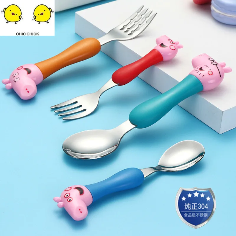 

304 Stainless Steel Family Set Cartoon Children's Tableware 4PCS Set Children Fork Spoon Set