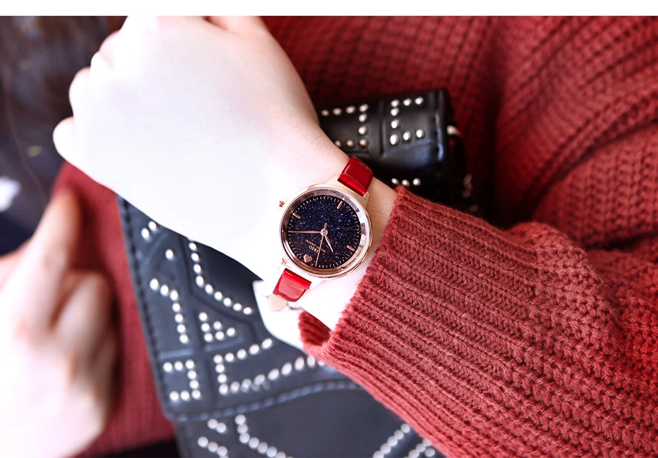 2018 Fashion Starry Sky Watch Women Love Heart Watch Thin Simple Female Watch 7