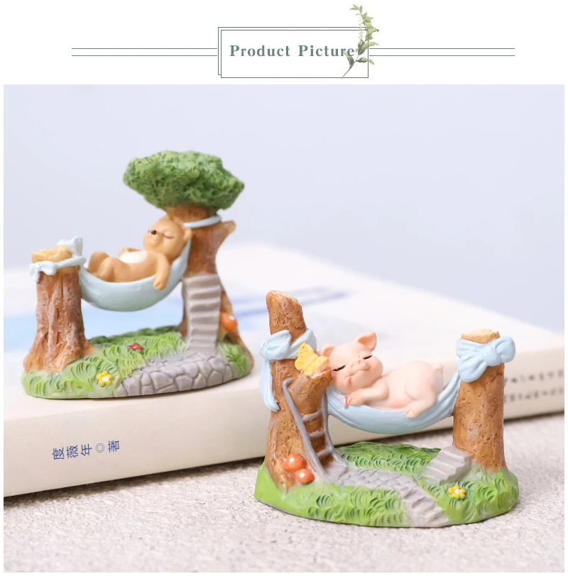 Creative Sleeping Pig Model Figurines Cute Pig Resin Crafts Cartoon Miniature Home Decoration Garden Accessories Birthday Gifts