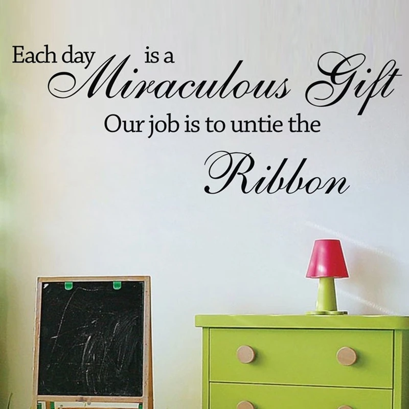 106x27cm Each day is a miraculous gift Wall Mural Decor Art Decal Vinyl Inspirational Quotes Home q0130 | Обустройство дома