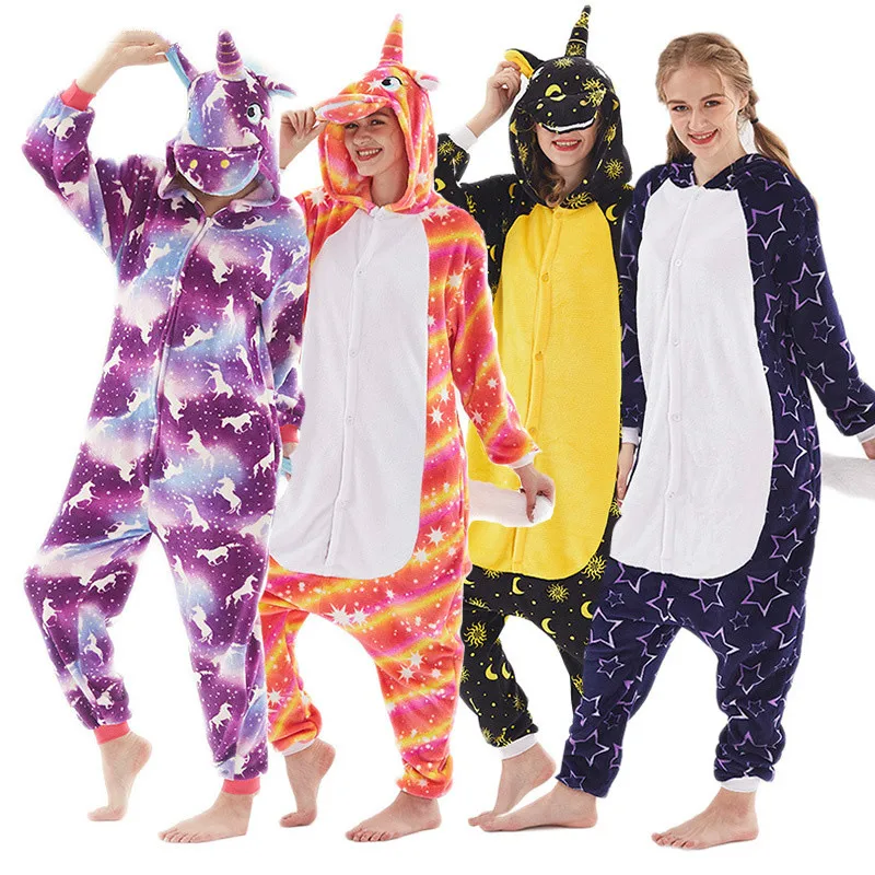 

Women Winter Onesies Pajamas Flannel Cartoon Anime Sleepwear Unicornio Stitch Pyjamas For Girls Home Clothing Party Costumes