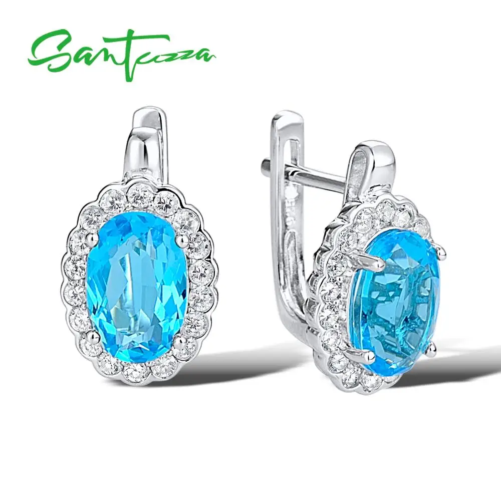 Серебряные серьги-гвоздики для женщин небесно-голубой и белый кубический цирконий женские серьги из чистого 925 пробы серебра Вечерние ювелирные изделия