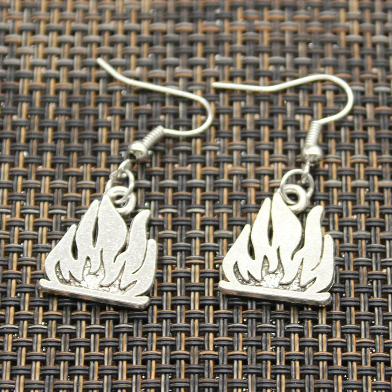 

Antique Silver Color fire extinguisher fireman fire flames Charm Drop Earring, Dangle Earrings For Womens