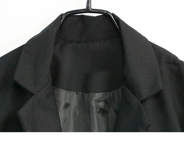 Bonjean Плетеный блейзер для Для женщин 2019 весна тонкие куртки одной кнопки пиджак пальто с мешок с длинным рукавом черный блейзер BJ984