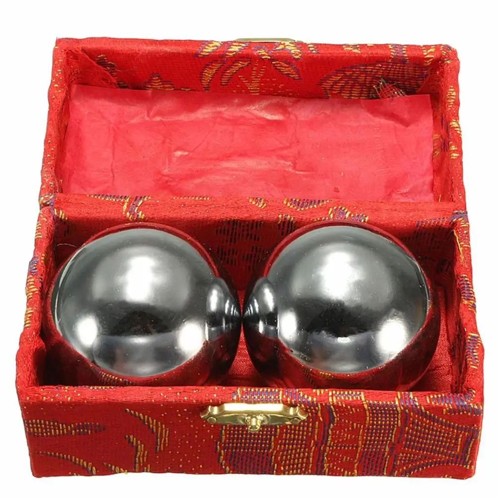 2Pcs Fitness Balls Solid Chrome 53mm Baoding Balls Chinese Health Exercise Therapy Stress Balls For Body Building