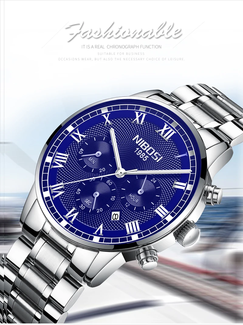 NIBOSImens watches top brand luxury sport watch male watch luxury mens watches top brand luxury leather mens watches blue        (23)