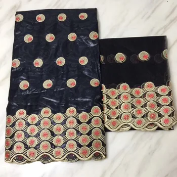 

2018 New Arrival African Bazin Riche Fabric Embroidered French Bazin Riche Getzner Fabric And 2 Yards Mesh Net Lace Fabric Sets