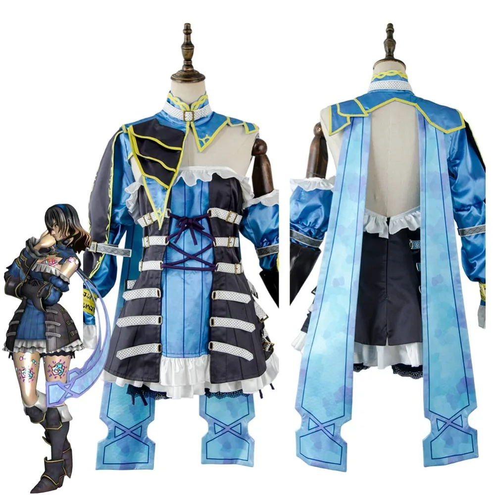

Bloodstained Ritual of the Night Miriam Cosplay Costume Suit Outfit Blue Dress
