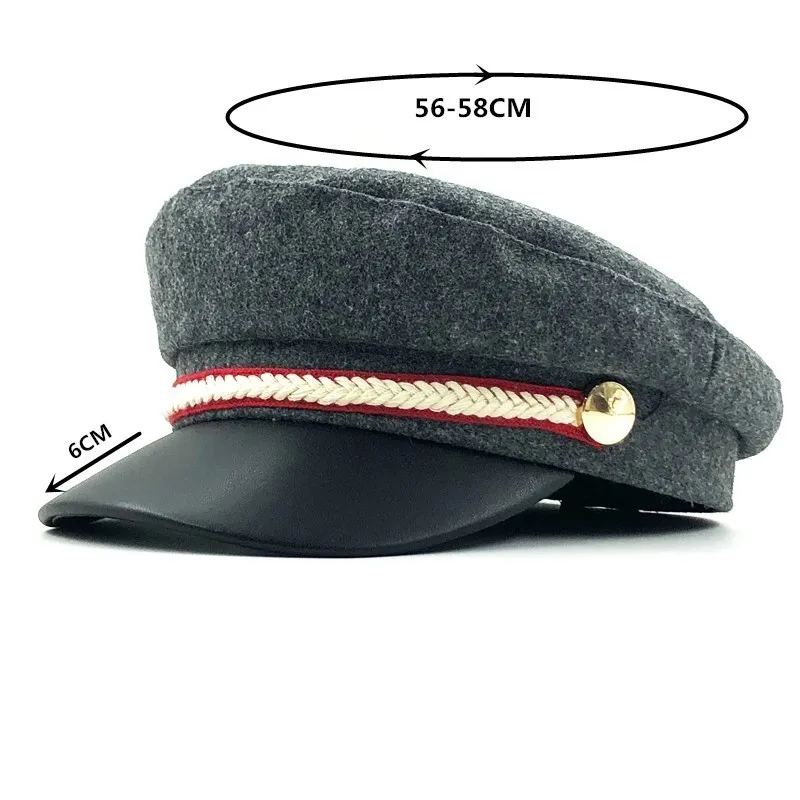 Women Wool Felt Hats Winter Cap Elegant Golden Chain Visor Style Newsboy Cap Cabbie Beret Hat for Ladies Girls 3 Colors