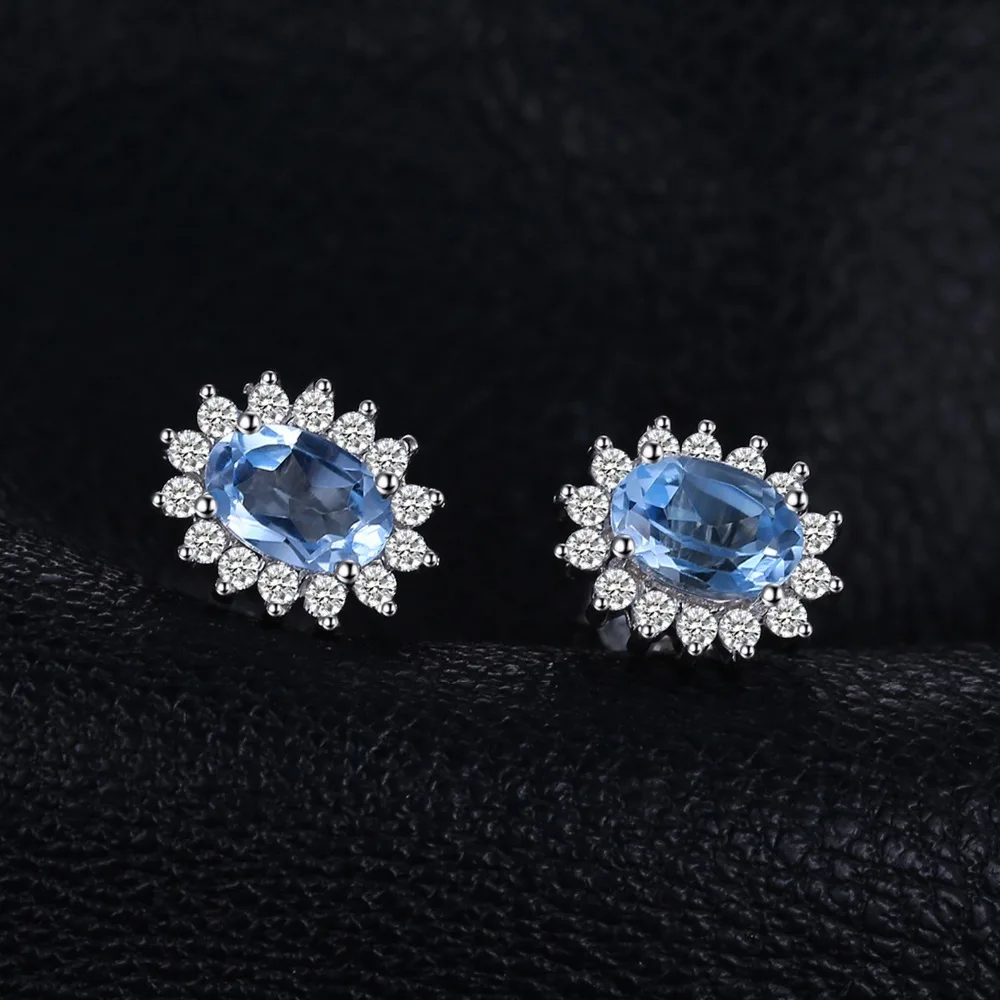JewelryPalace Принцесса Диана Уильям Kate 1.2ct натуральный голубой кольцо с топазом серьги