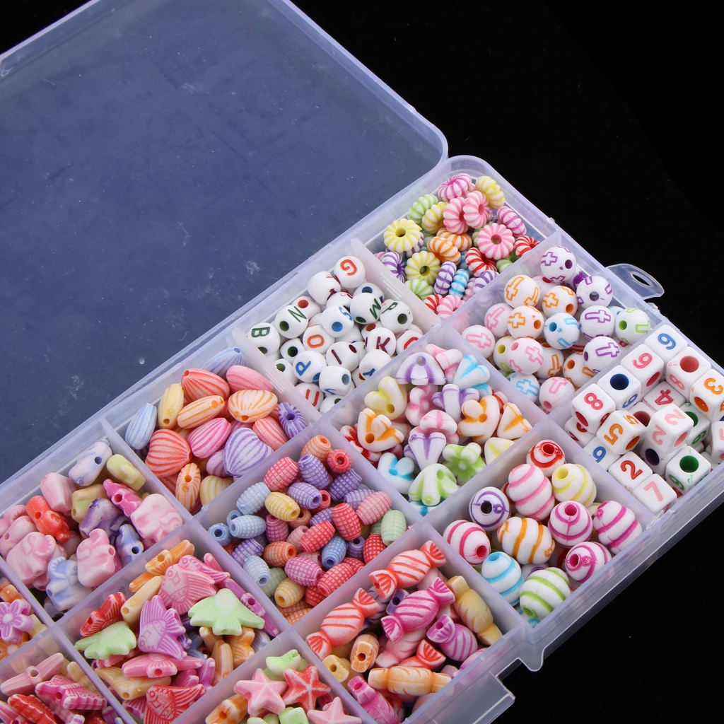 500 Pieces Colorful Acrylic DIY Jewelry Creative Kit Jewelry Finding for Kids Necklace Earings Bracelet Making