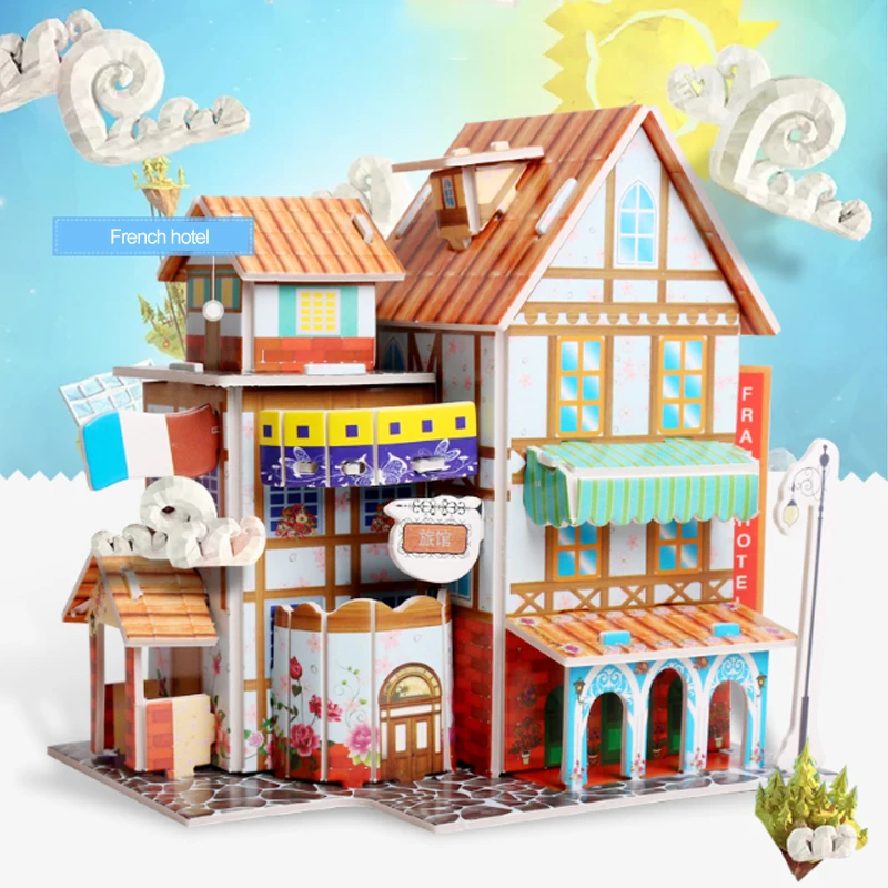 3-D детские игрушки-головоломки для мальчиков и девочек 3-4-6-8 лет DIY Дом ручной работы модель сборки