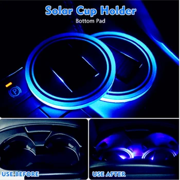 

1 Pcs Solar LED Color Cup Holder Powered Car SUV Bottom Pad Mat Cover Trim Lamp