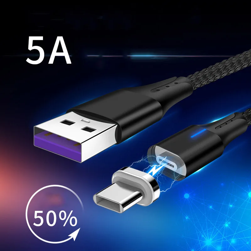 Магнитный micro USB C кабели Huaweia быстрая молния защитный кабель 5A Быстрая зарядка type 3