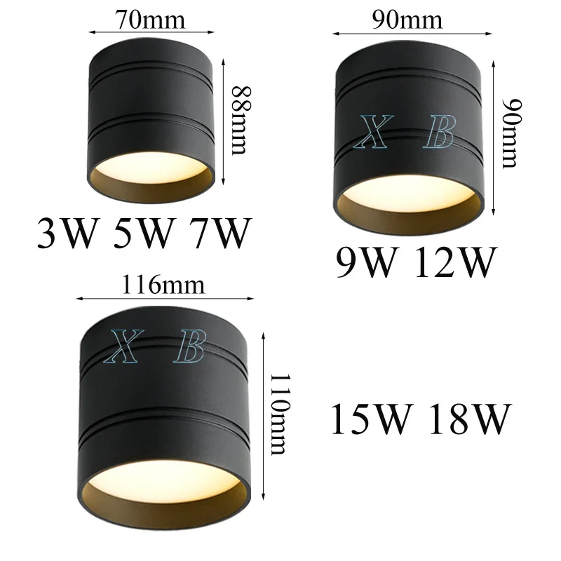 Светодиодный светильник с регулируемой яркостью 3 Вт 5 Вт 7 Вт 9 Вт 12 Вт 15 Вт 18 Вт белый/черный корпус поверхностного монтажа AC220V потолочный Точечный светильник для дома