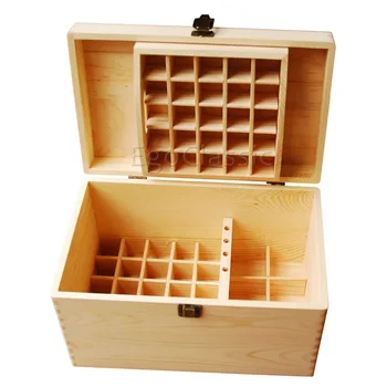 

New Design wooden Essential Oils Storage Box 56 Holes Bilayer Multifunction Natural pine wood Customizable without paint F007015